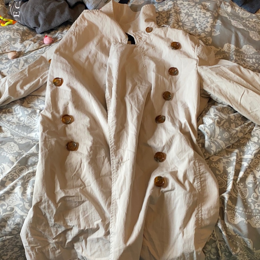 brown french connections trench coat, size 6
